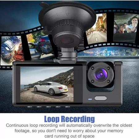 Câmera de Segurança Veicular 3 Lentes 1080P | DVR com Gravação Frontal, Traseira e Interna - 3