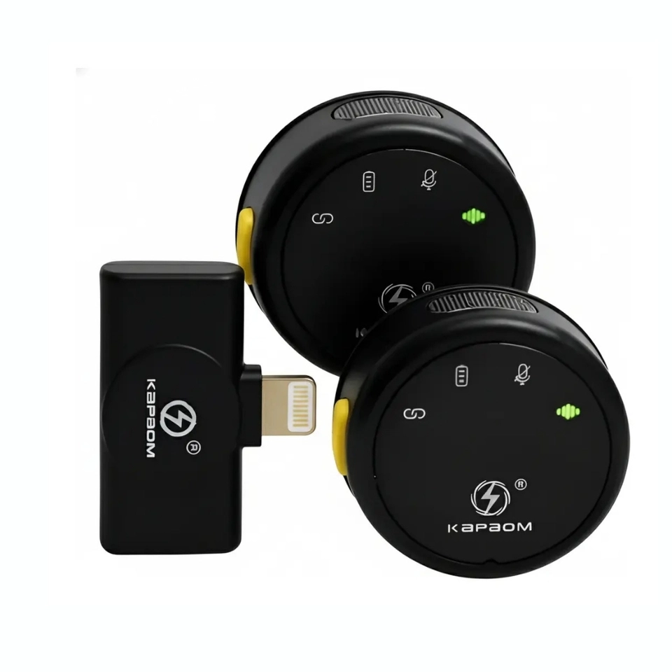 Microfone Sem fio de Lapela Duplo Magnético Redondo Bluetooth para Celular Entrevista  - 3