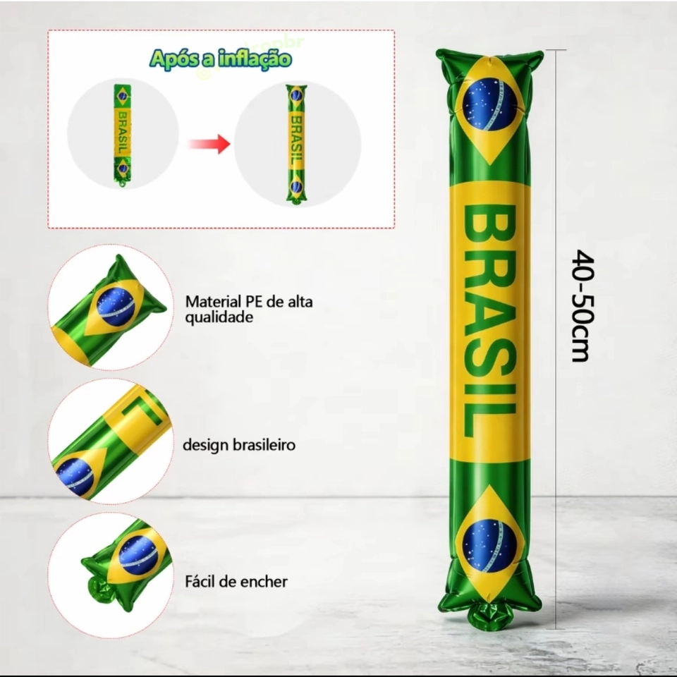Kit Torcedor 12 Itens Completo Para Copa Do Mundo 2026 Torcida Seleção Brasileira Pulseira Corneta Bandeira Óculos - 7