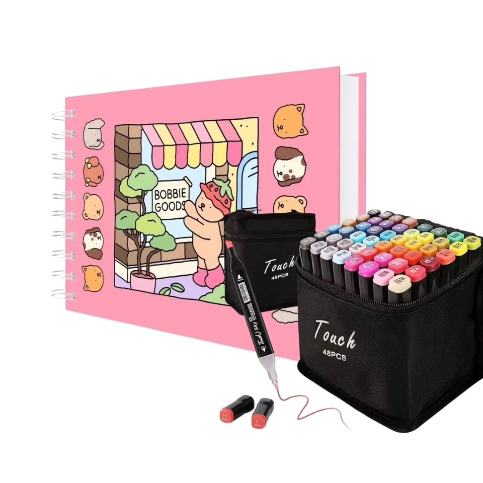 Kit Livro 48 Canetinhas Para Colorir Com Ponta Dupla Capa Dura - 1