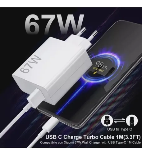 Carregador Turbo 67w Para Xiaomi Redmi Note 9 10 11 12 Pro C - imagem 2