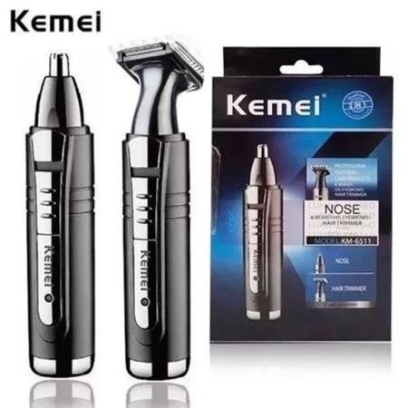 Kit 2 em 1 Máquina Barba De Tirar Pelos Nariz E Cabelo Kemei Km-6511 Aparador Recarregável - 1