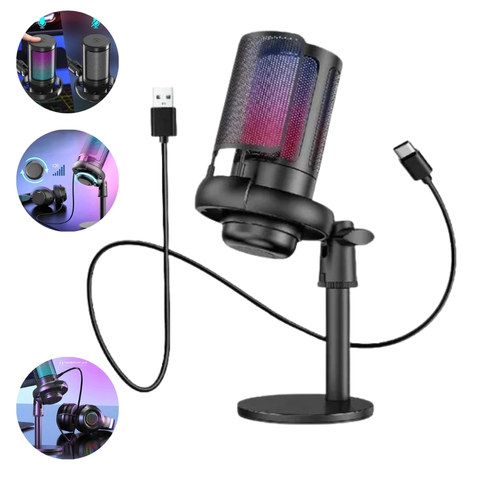 Microfone Gamer Condensador Profissional Rgb Alta Qualidade - imagem 1