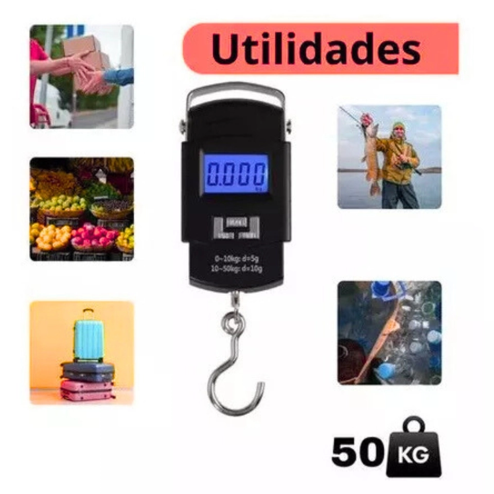 Balança De Mão Digital Portátil Para Bolsa Mala Peixe de Até 50kg STC-02 - 4