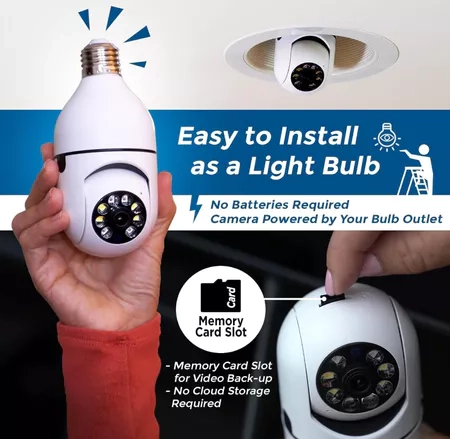 Câmera wifi Ip Segurança YOOSEE Lâmpada giratória 360 com bocal rosca full HD visão noturna bivolt - 4