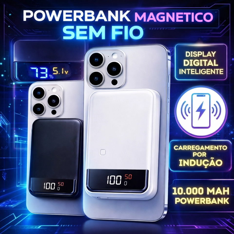 Power Bank Indução Magnético 10000mAh/ Magsafe Kaidi KD-998 - 2
