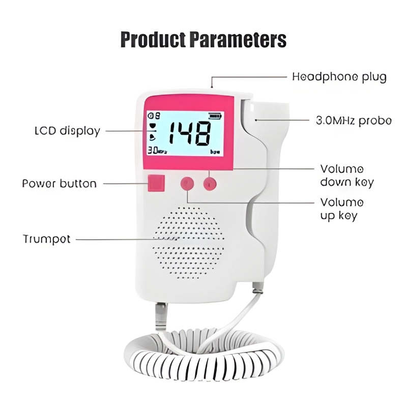 Doppler Fetal Portátil - Monitor Cardíaco para Bebê com Display LCD e Áudio - 4