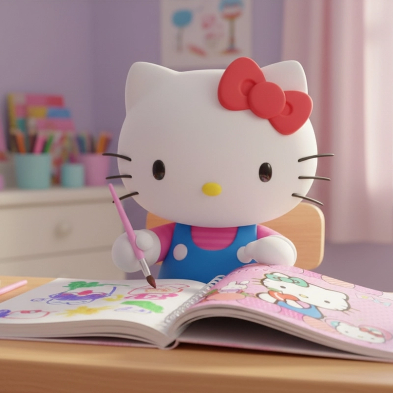 Livro de Colorir HELLO KITTY Rosa 50 Folhas 180G Caderno de Desenho Pintura Coloring Book - 3