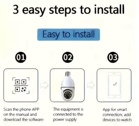 Câmera wifi Ip Segurança YOOSEE Lâmpada giratória 360 com bocal rosca full HD visão noturna bivolt - 3
