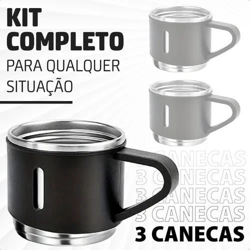Garrafa Térmica Parede Dupla 500ml Antivazamento Aço Inox Com Kit 3 Xícara Café Agua Suco Bebidas Quentes E Frias - 6