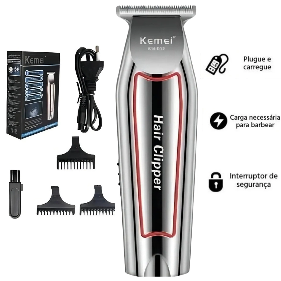 Kemei Km 032 Prateado Cortador de Cabelo - imagem 3
