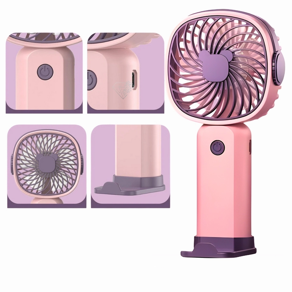 Mini Ventilador Recarregável Portátil De Mão Mesa Usb 3 velocidades - 6