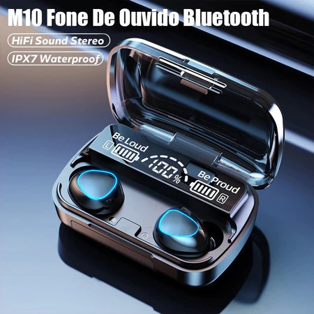 Fone De Ouvido Bluetooth Sem Fio TWS M10 9D Estéreo Hi-Fi Display LED Bateria De Longa Duração - 1