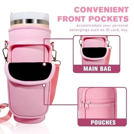 Bolsa Porta-garrafas De Água Compatível Com Copo 40oz 1,2 Litro Para Celular Chaveiro Com Alça De Ombro Ajustável - imagem 5