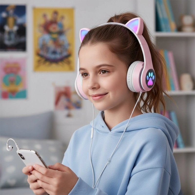 Fone Orelha De Gato Gatinho Headphone Bluetooth Led Sem Fio Com Microfone - 2