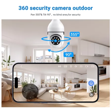 Câmera wifi Ip Segurança YOOSEE Lâmpada giratória 360 com bocal rosca full HD visão noturna bivolt - 7