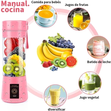 Mini Liquidificador Portátil Juicer de suco elétrico Shake 6 Laminas + Cabo USB 110V/220V 380ML - 2