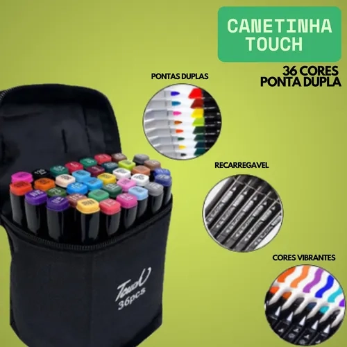 Canetinha Touch Marcadores C/ Bolsa 36 Cores Ponta Dupla - 4