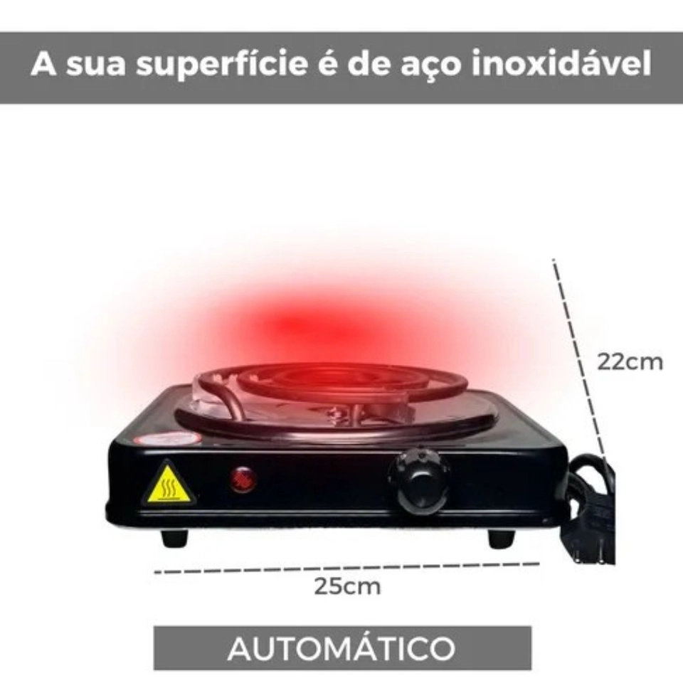 Fogão Fogareiro Elétrico Cooktop Portátil 1000w 01 Boca Mini - 3