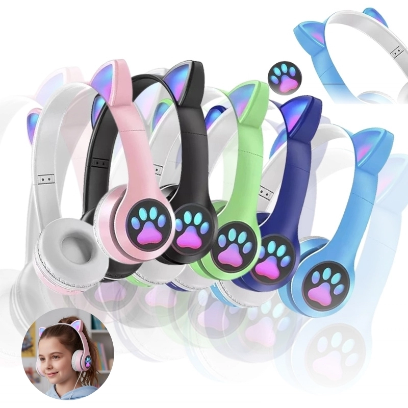 Fone Orelha De Gato Gatinho Headphone Bluetooth Led Sem Fio Com Microfone - 1