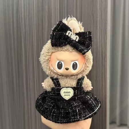  Labubu Boneca com Roupas : 17cm Primeira Geração e Segunda Geração Vinil e Chaveiro de Pelúcia Boneca Vestir Terno e Acessóri - 3