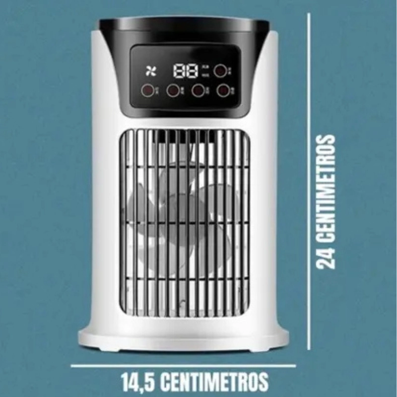 Ventilador Mini Ar Condicionado Portátil Climatizador 300ml USB Bivolt Pulverizador Premium Luz LED Com Reservatório - 4