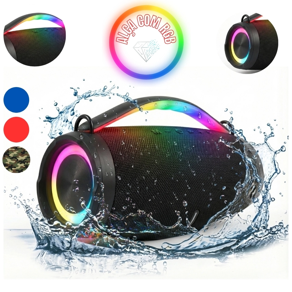 Bombox 4 Led Rgb caixa de som grande 35 cm alto falante portátil - imagem 1