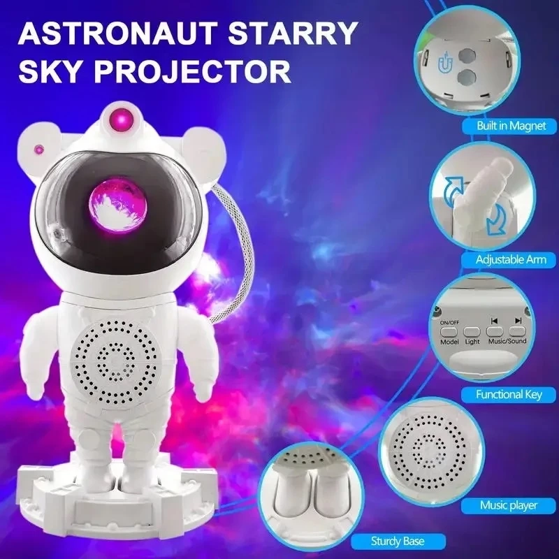 Projetor De Luz Noturna Com Caixa de Som Bluetooth e Galaxy Star Galaxia Nebulosa Astronauta Luz Da Noite Quarto - 3