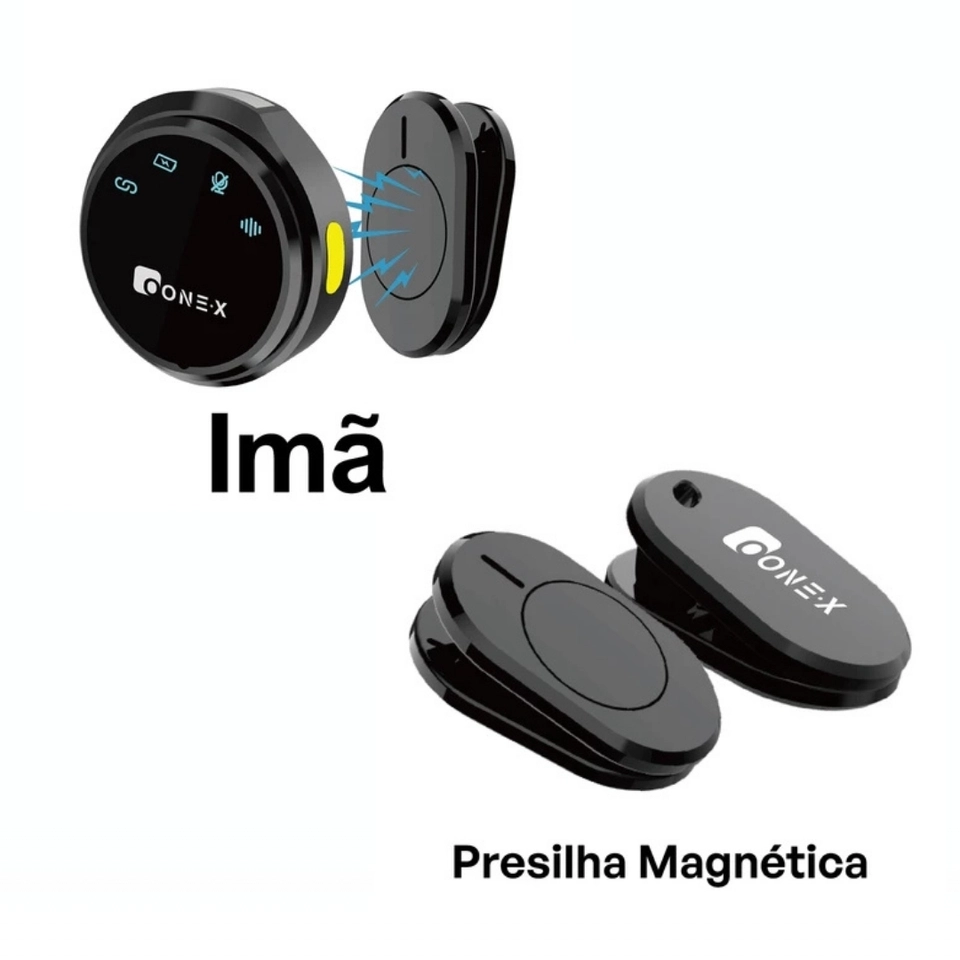 Microfone Lapela Redondo Sem Fio Duplo ONEX Profissional Portátil com Imã Magnético e Redução de Ruído – Tipo-C Compatível com Android e iPhone 15/16/17 para Gravação, Lives e Vídeos - 8