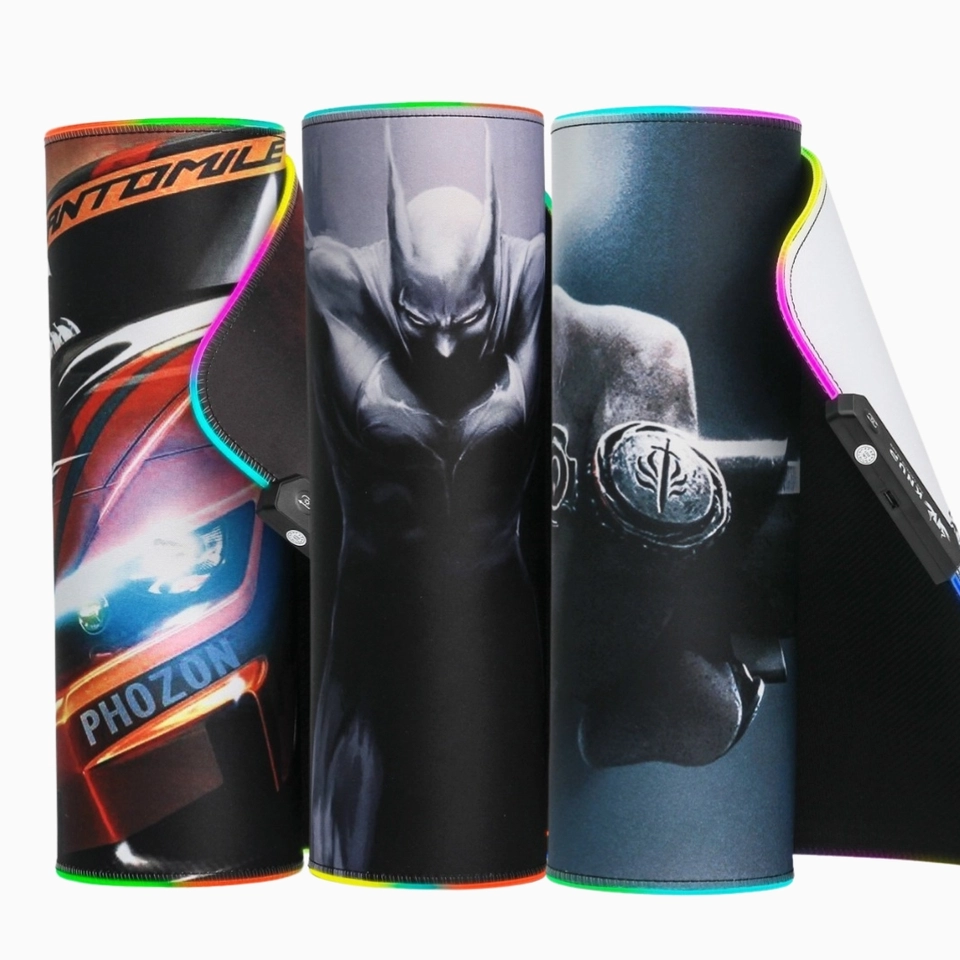 Mousepad Gamer LED RGB 80x30cm Base Borracha Superfície Tecido USB Antiderrapante - imagem 3