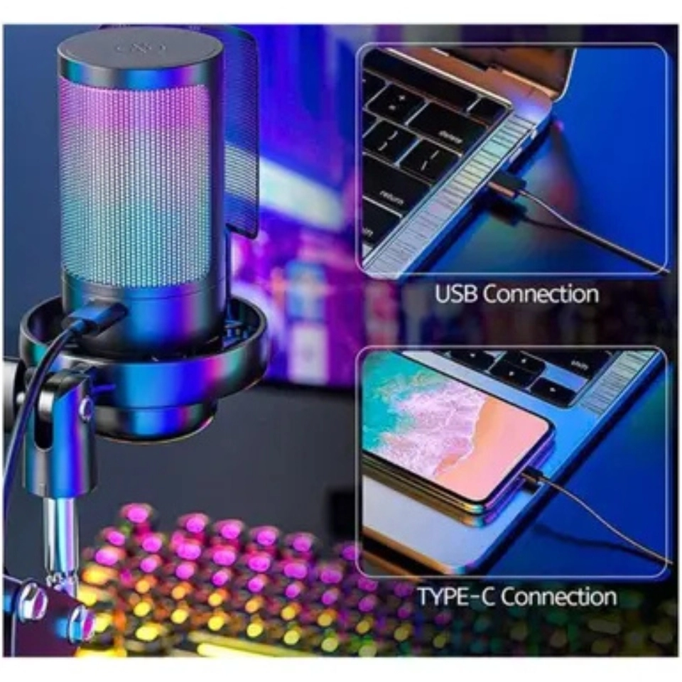 Microfone Gamer Condensador Profissional Rgb Alta Qualidade - 6