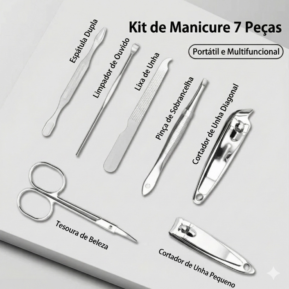 Kit 7 Peças Completo Cortador de Unha, Cutícula, Pinça, Tesoura, Lixa - AL-3501 Altomex - 6