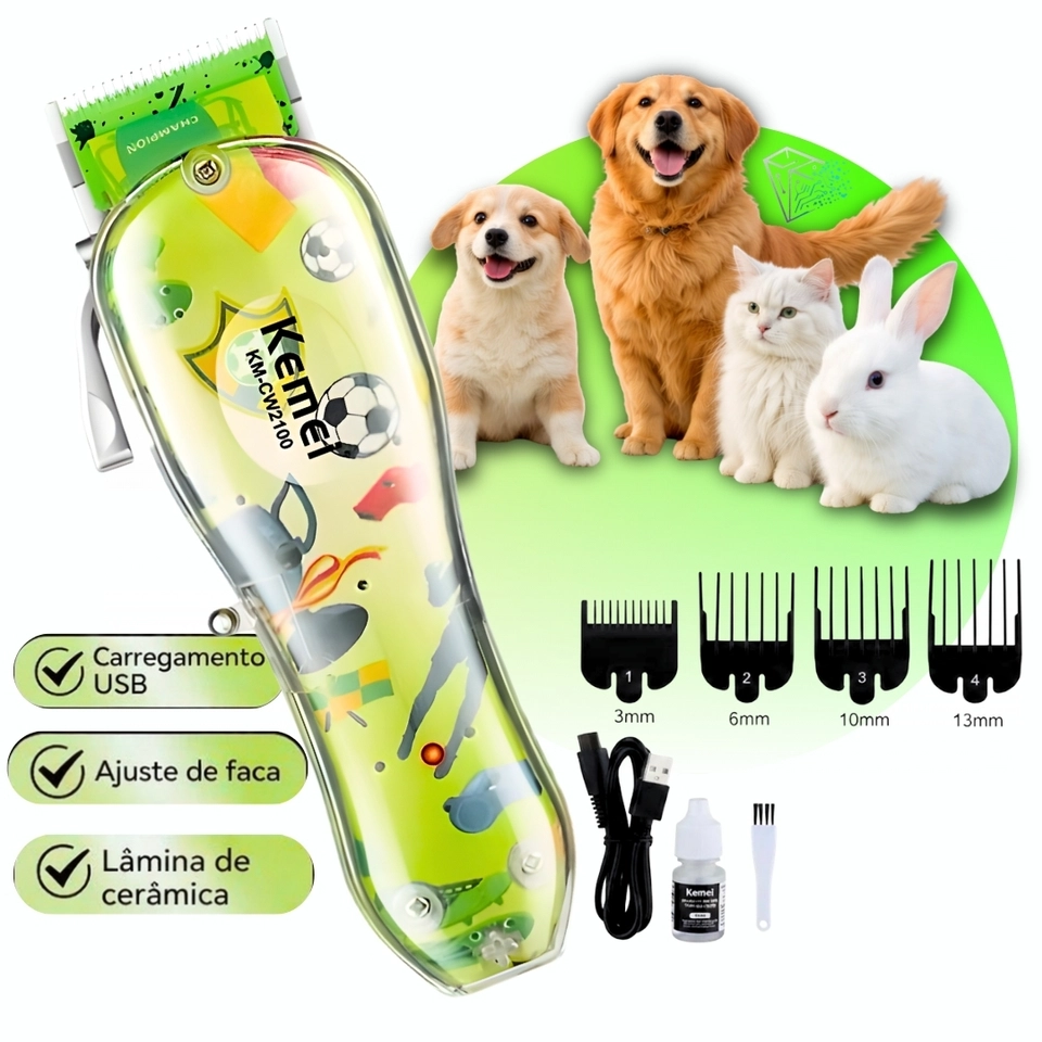 Kemei de cortar Pelos Pets e animais de estimação Bivolt sem fio 110V220V km-cw2100 Máquina 2026 - 1