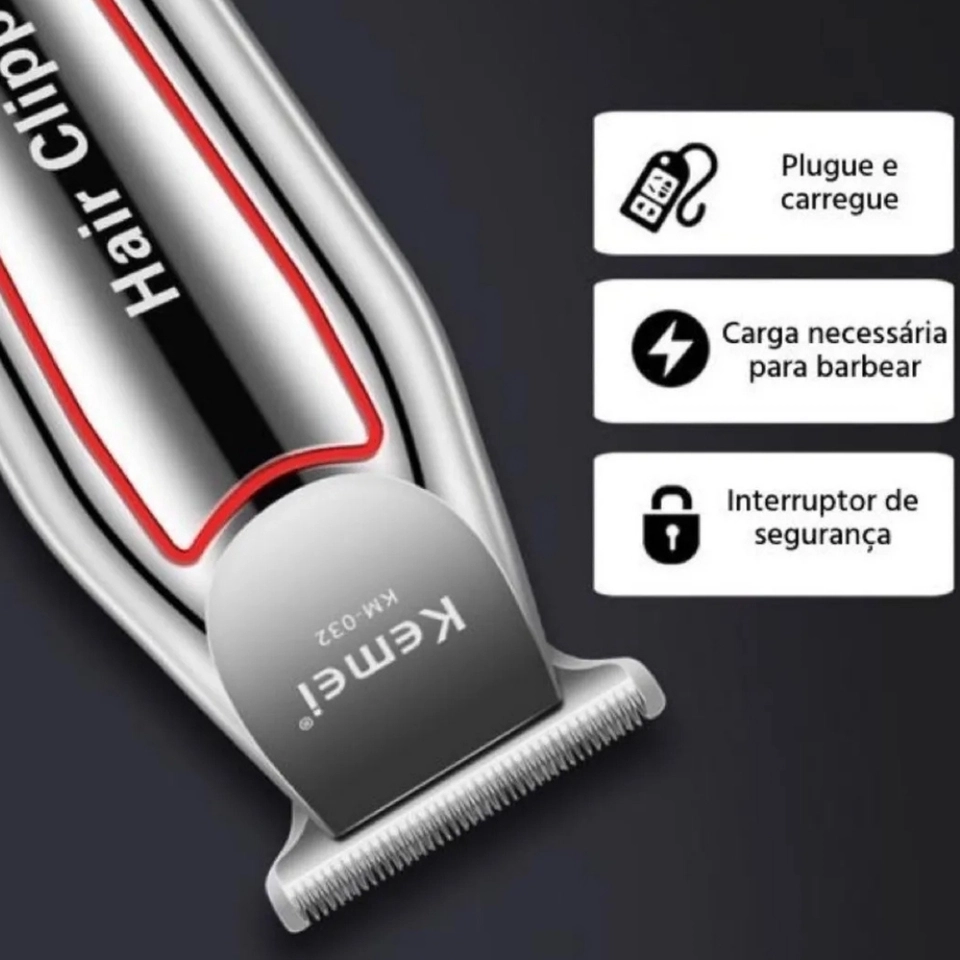 Kemei Km 032 Prateado Cortador de Cabelo - imagem 2