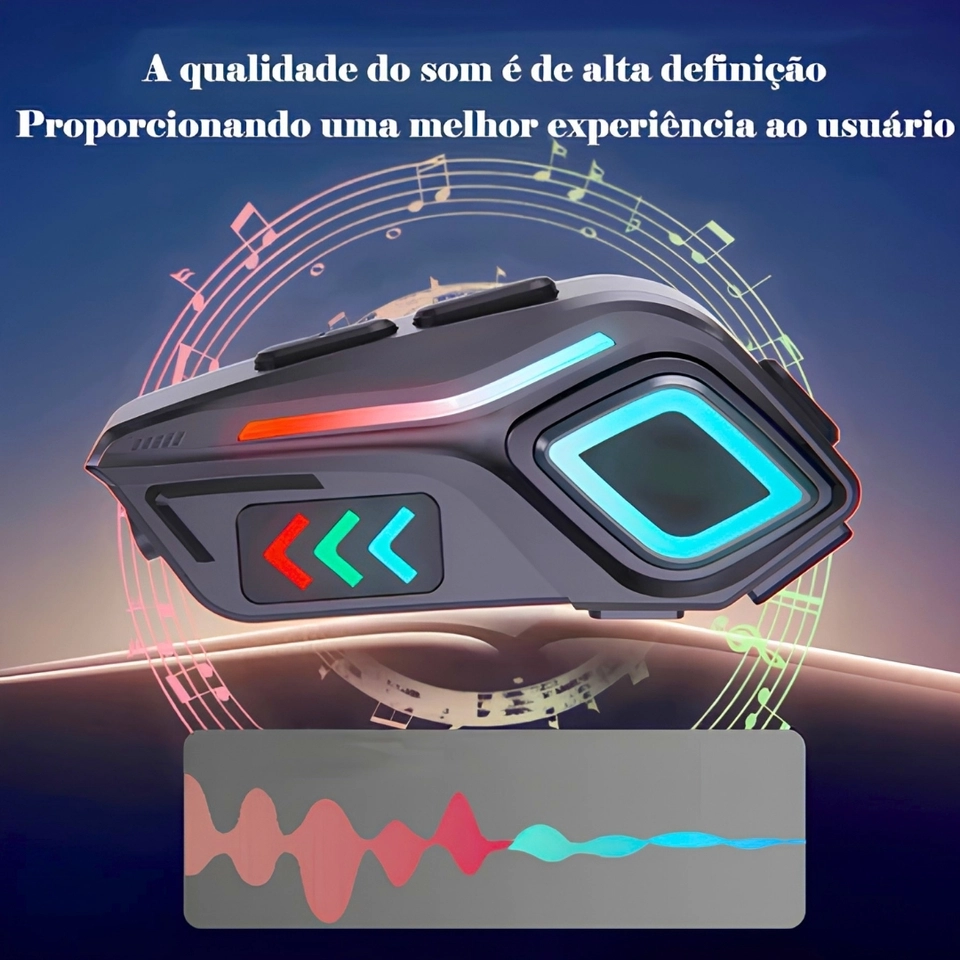 Fone de ouvido bt para capacete ANC Bluetooth 5.4 LED IP65 Tipo-c 40H H'maston MT-02 - 7