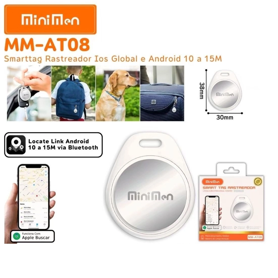 Rastreador Mini Tag Objetos Pets Mochilas Compatível Iphone Branco - 5
