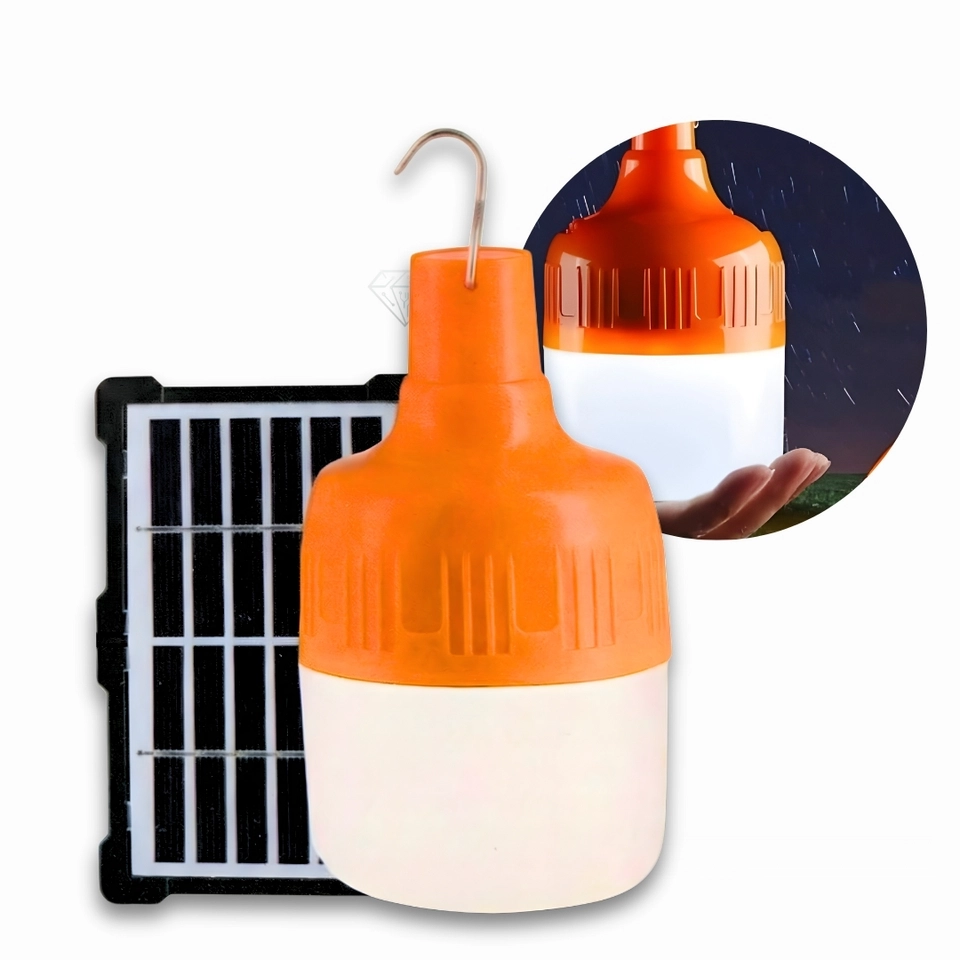 lâmpada led placa solar recarregável para barracas, pescas com gancho de suspensão - 1