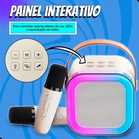 Karaoke Caixa De Som Com 2 Microfones Sem Fio Com Alto-Falante Bluetooth Brincadeira Para A Família Karaokê - 6