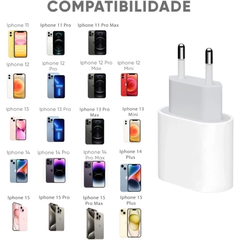 Carregador Adaptador de Energia 20w USB-C Rápido Compativel com Iphone   - 3