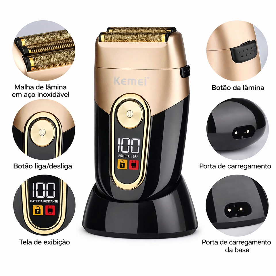 Maquina de barbear Shaver kemei km 3209 - imagem 3