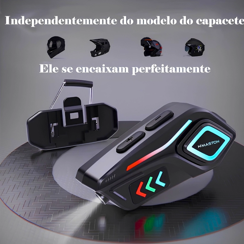 Fone de ouvido bt para capacete ANC Bluetooth 5.4 LED IP65 Tipo-c 40H H'maston MT-02 - imagem 4