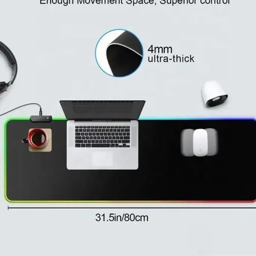 Mousepad Tapete Gamer Ergonômico Led Cores Rgb Grande - imagem 4