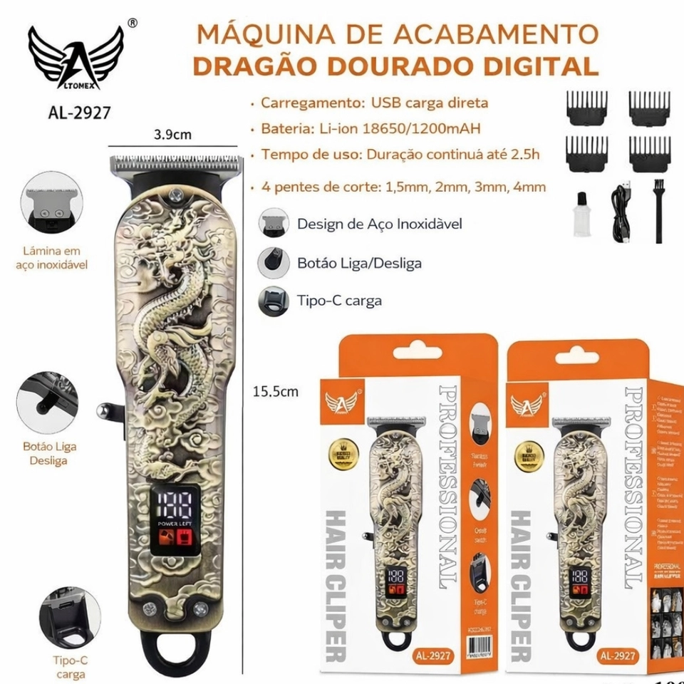 Máquina De Cortar Cabelo Profissional Smart Lcd Barbeador Elétrico Sem Fio Para Homens - imagem 3