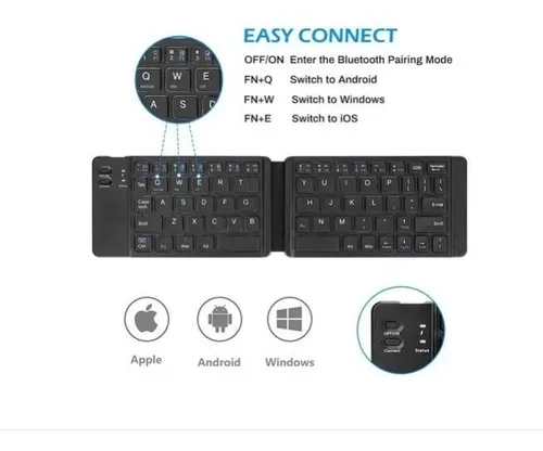 Mini Teclado Keyboard Dobrável Portátil Sem Fio Bluetooth - imagem 2