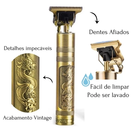 Máquina de cortar cabelo barbeiro profissional dragão elétrica bateria recarregável - 2
