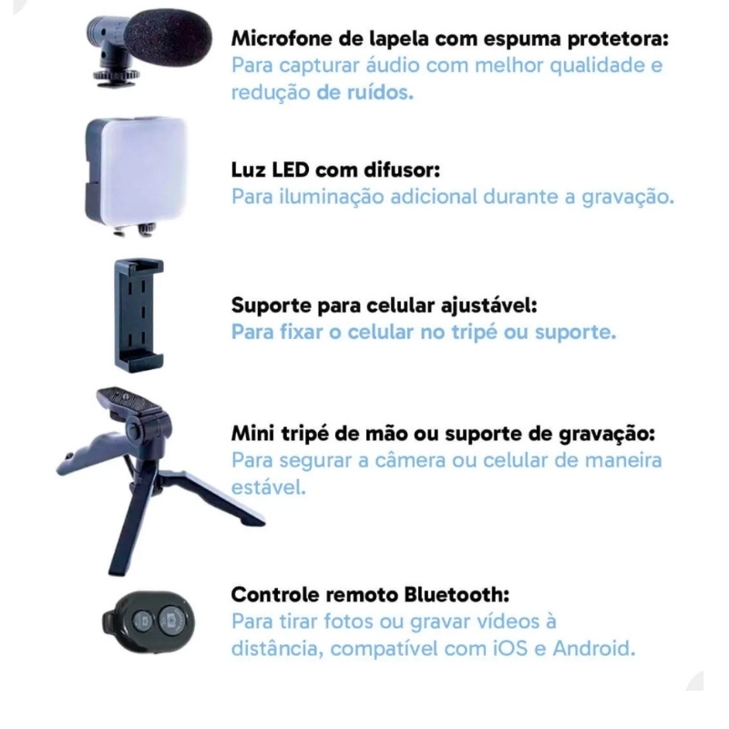 Kit De Gravação Celular 5 Em 1 Youtuber Marketing Digital - 3