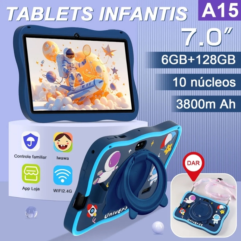 Tablet Infantil 6gb + 128gb 7'' Astronauta Kids Capa - 6