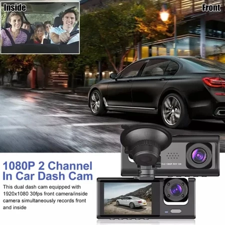 Câmera de Segurança Veicular 3 Lentes 1080P | DVR com Gravação Frontal, Traseira e Interna - 6