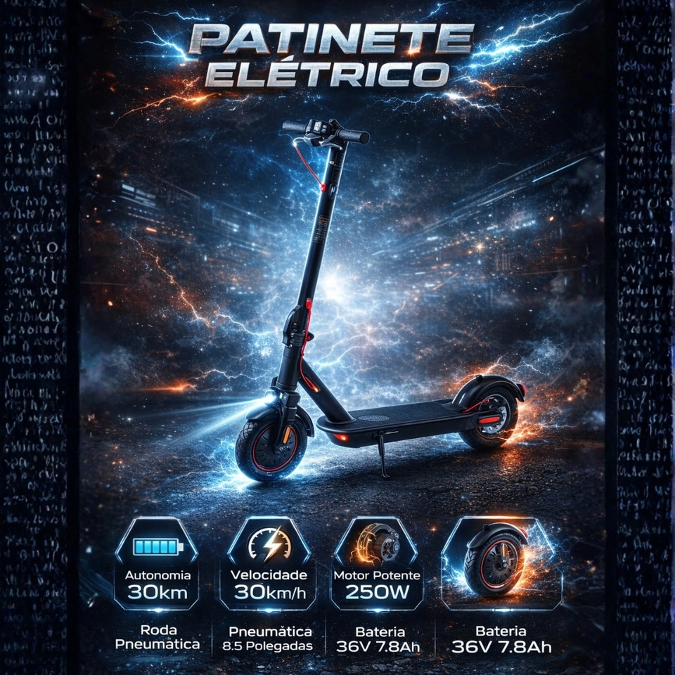 Patinete Elétrico Dobrável Para Adultos 250W Bivolt 42V - 2