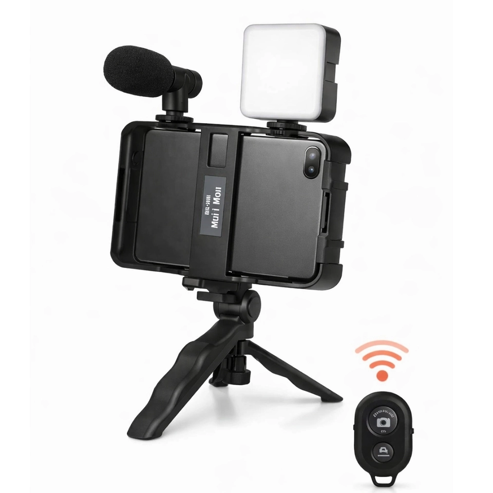 Estabilizador de Mão Tripé kit 5 em 1 gimbal Microfone Celular Gravação De Vídeo - 3